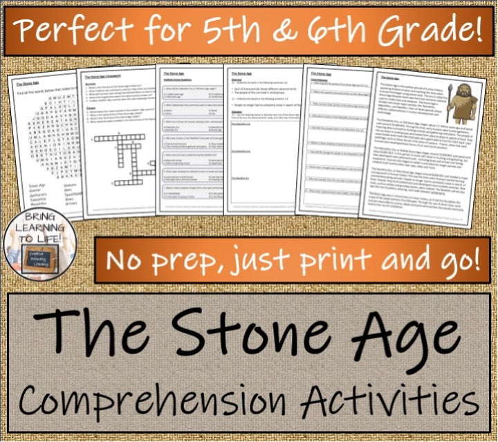 Stone Age Close Reading & Informational Writing Bundle | 5th & 6th Grade