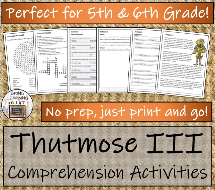 Thutmose III Close Reading Comprehension Activities | 5th Grade & 6th Grade