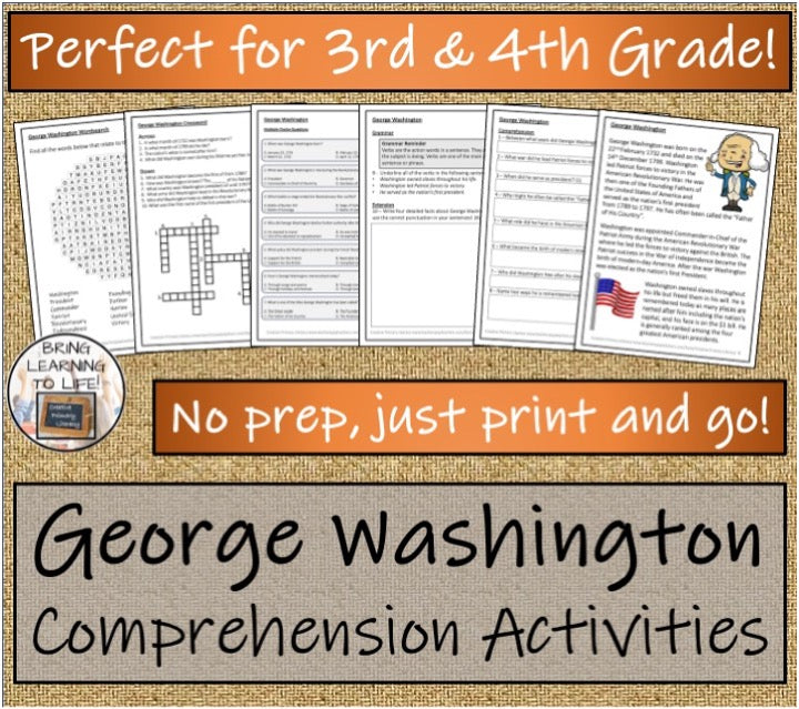 George Washington Close Reading & Biography Bundle | 3rd Grade & 4th Grade