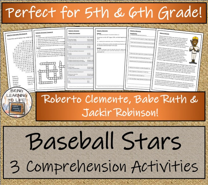 Baseball Players Close Reading Comprehension Bundle | 3rd Grade & 4th Grade