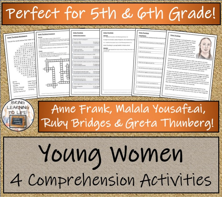 Inspirational Young Women Close Reading & Biography Bundle | 5th Grade & 6th Grade