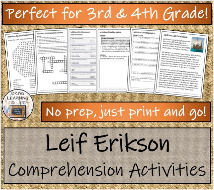 Leif Erikson Close Reading & Biography Bundle | 3rd Grade & 4th Grade