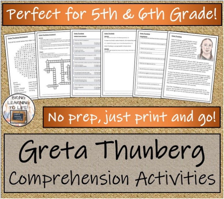 Greta Thunberg Close Reading & Biography Bundle | 5th Grade & 6th Grade