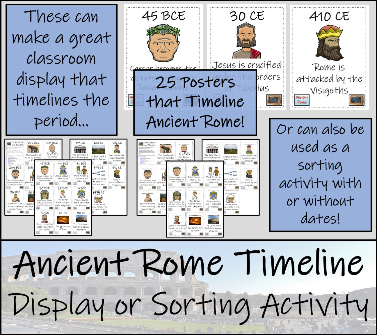 Ancient Rome Timeline Display Research and Sorting Activity