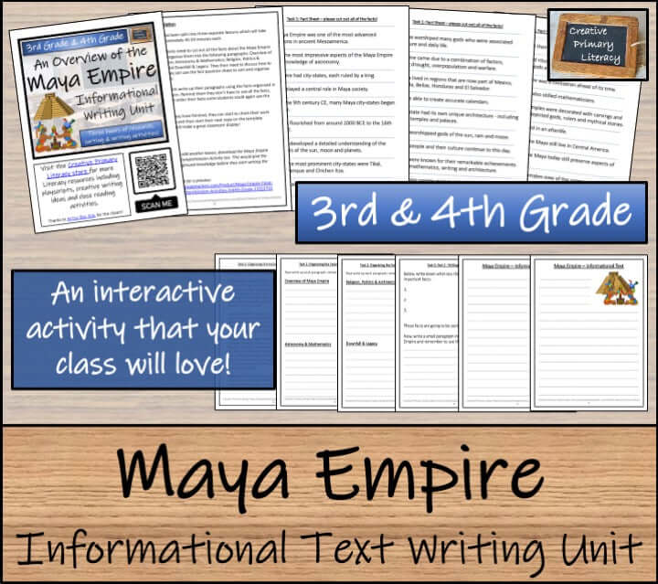Maya Empire Close Reading & Informational Writing Bundle | 3rd & 4th Grade