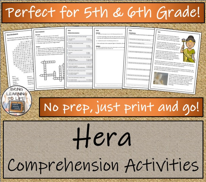 Hera Close Reading Comprehension Activities | 5th Grade & 6th Grade