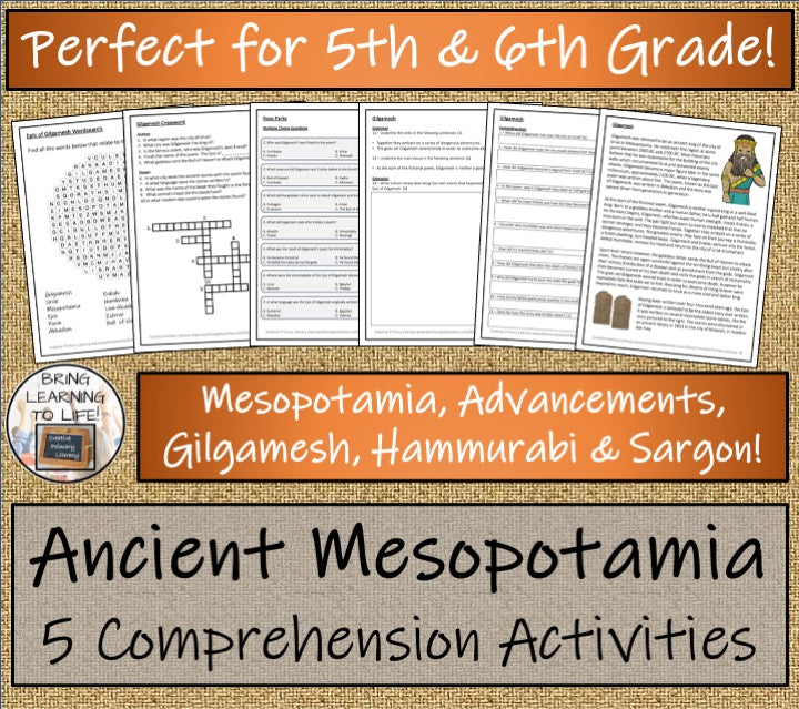 Ancient Mesopotamia Close Reading Comprehension Bundle | 5th Grade & 6th Grade