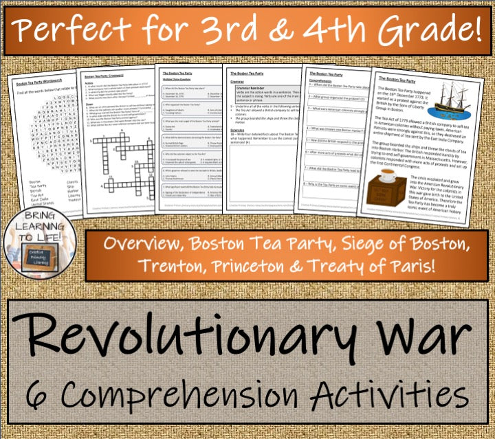 American Revolutionary War Close Reading Comprehension Bundle | 3rd & 4th Grade