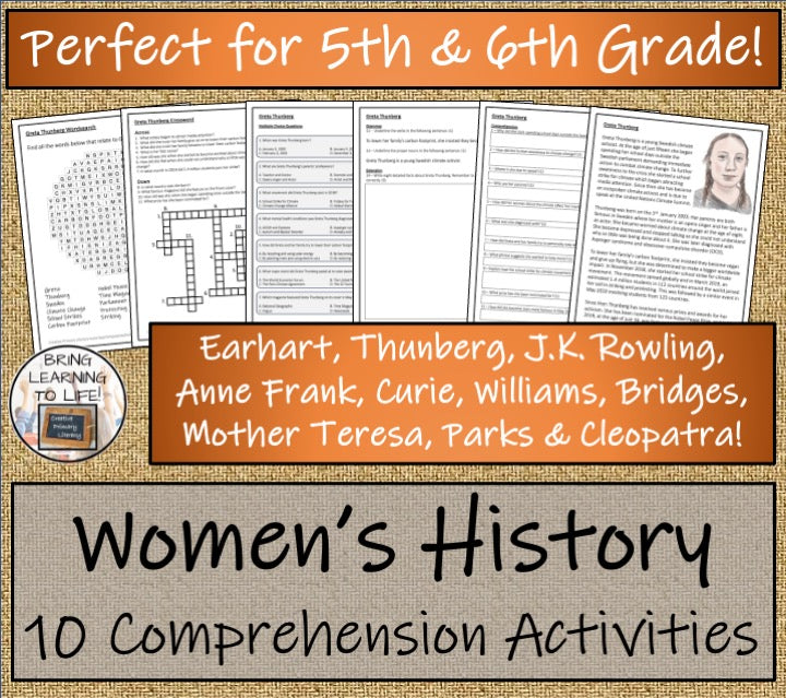 Womens History Month Close Reading Comprehension Bundle | 5th & 6th Grade