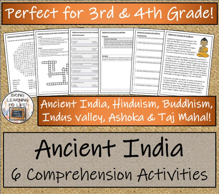 Ancient India Close Reading Comprehension Bundle | 3rd Grade & 4th Grade