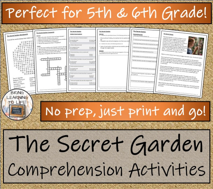The Secret Garden Fiction Reading Comprehension | 5th Grade & 6th Grade