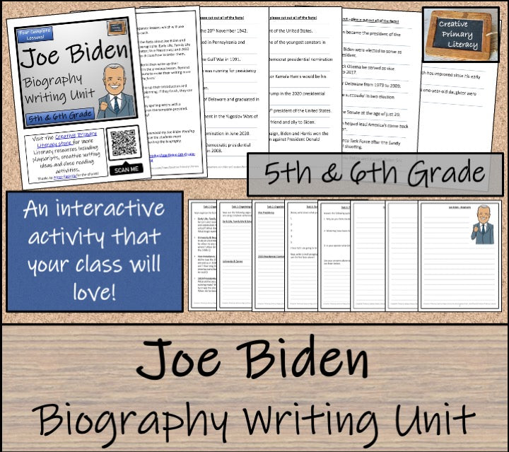 Joe Biden Biography Writing Unit | 5th Grade & 6th Grade