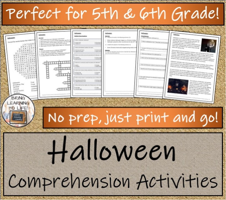 Halloween Close Reading & Writing Bundle | 5th Grade & 6th Grade