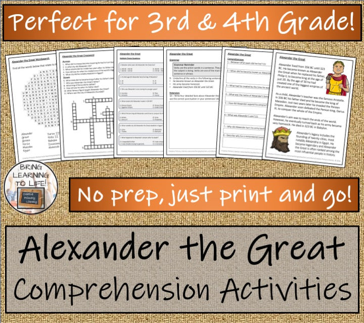 Alexander the Great Close Reading Comprehension Activities | 3rd Grade & 4th Grade