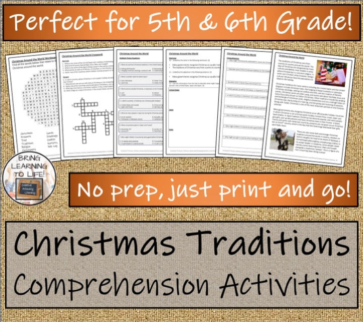 Christmas Around the World Close Reading & Writing Bundle 5th & 6th Grade