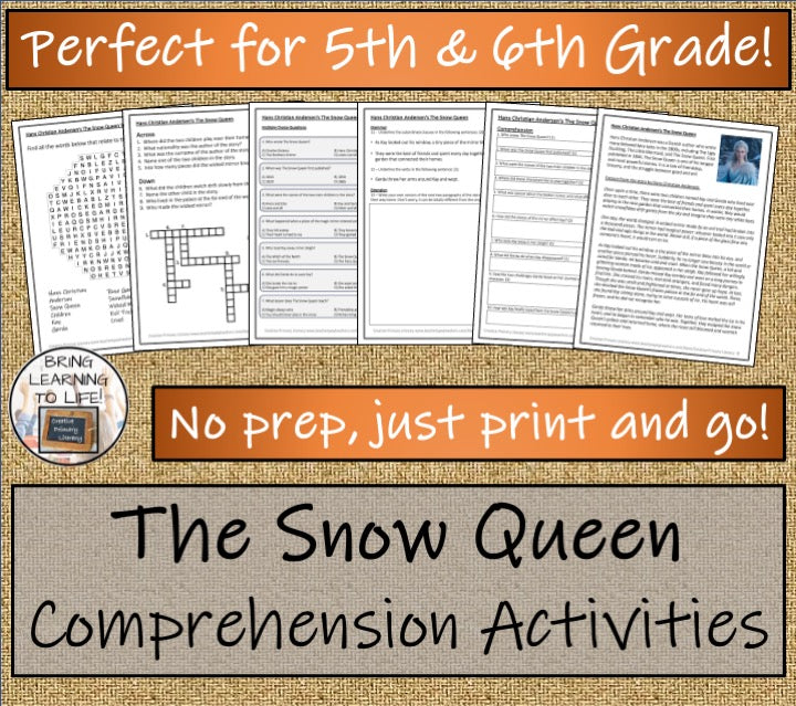 The Snow Queen Reading Comprehension Hans Christian Andersen | 5th-6th Grade