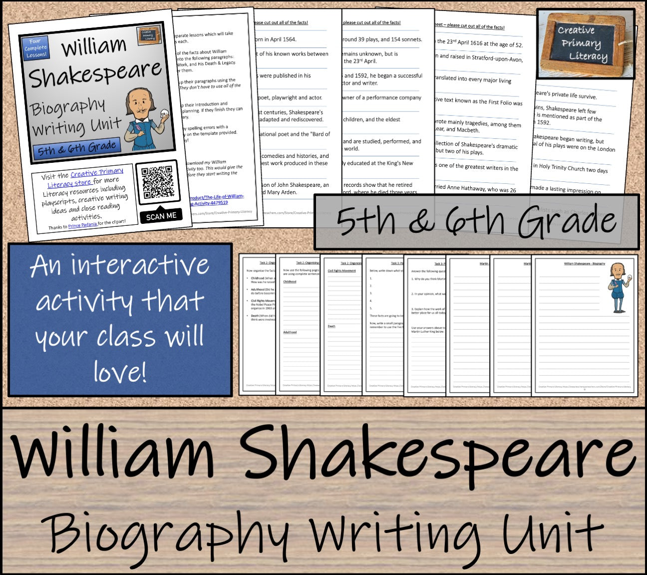 William Shakespeare Biography Writing Unit | 5th Grade & 6th Grade