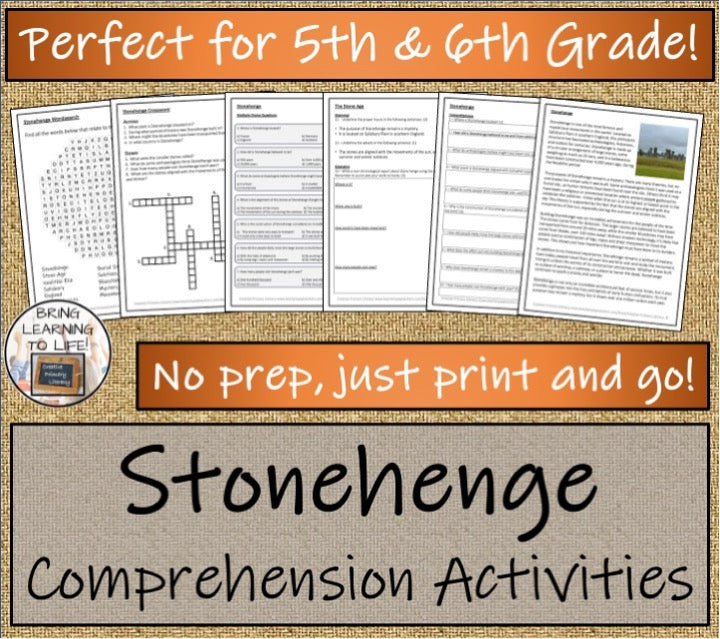 Stonehenge Close Reading & Informational Writing Bundle | 5th & 6th Grade