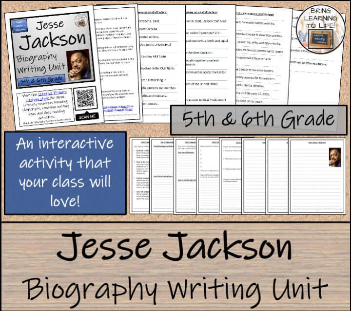 Jesse Jackson Close Reading & Biography Bundle | 5th Grade & 6th Grade resource overview and activities