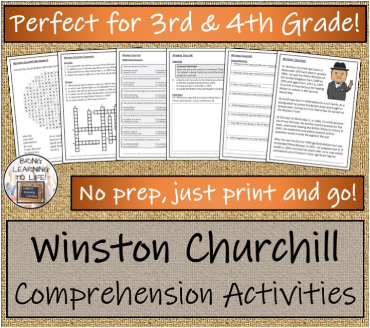 Winston Churchill Close Reading & Biography Bundle | 3rd Grade & 4th Grade