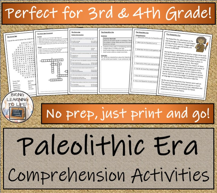 Paleolithic Era of the Stone Age Close Reading Comprehension | 3rd & 4th Grade