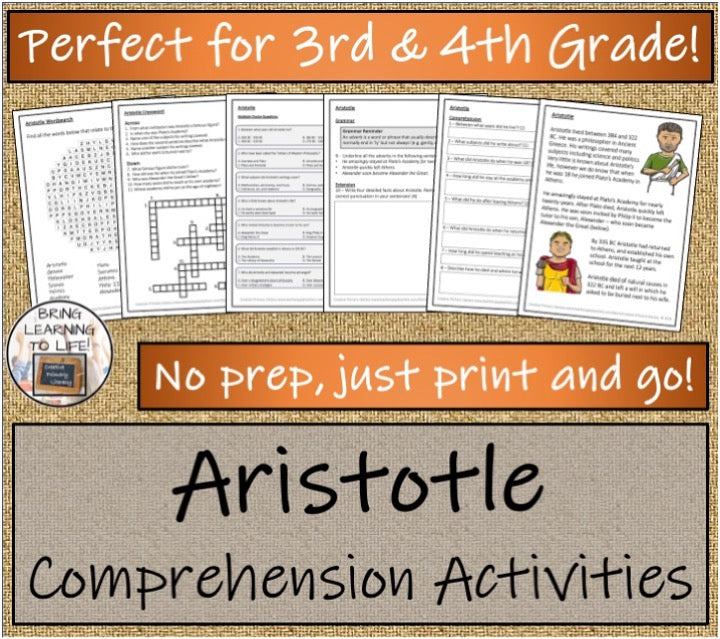 Aristotle Close Reading & Biography Bundle | 3rd Grade & 4th Grade