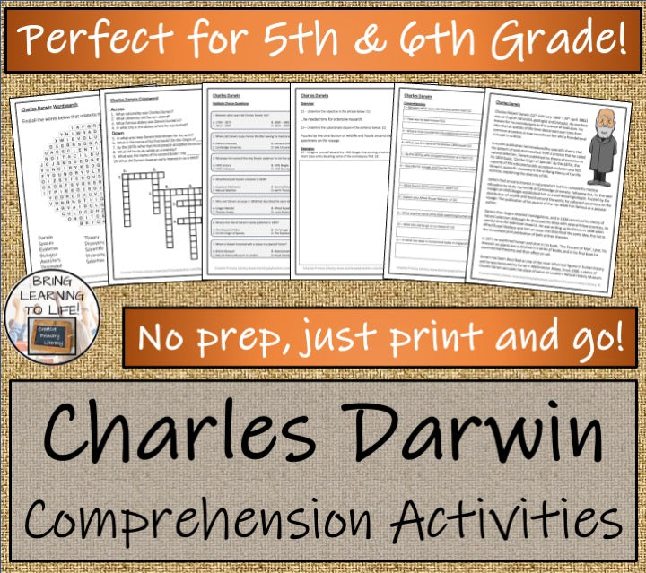 Charles Darwin Close Reading Comprehension Activity | 5th Grade & 6th Grade