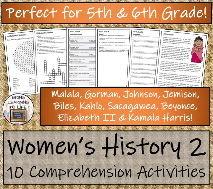 Womens History Volume 2 Close Reading Comprehension Bundle | 5th & 6th Grade