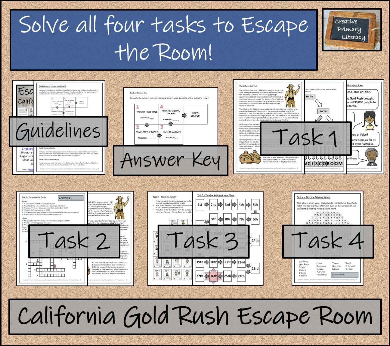 California Gold Rush Escape Room Activity