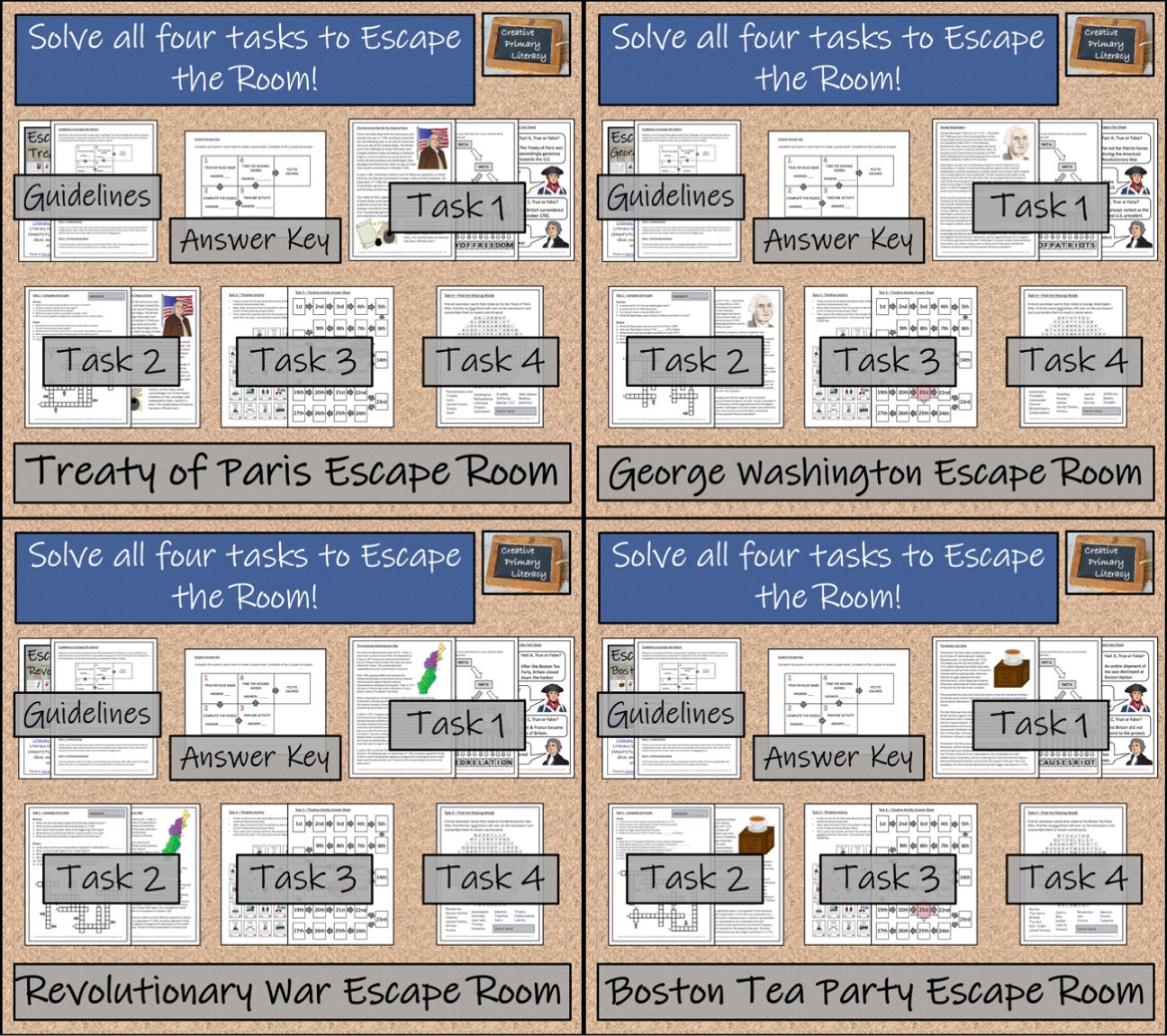 American Revolutionary War Escape Room Activity Bundle | 5th Grade & 6th Grade