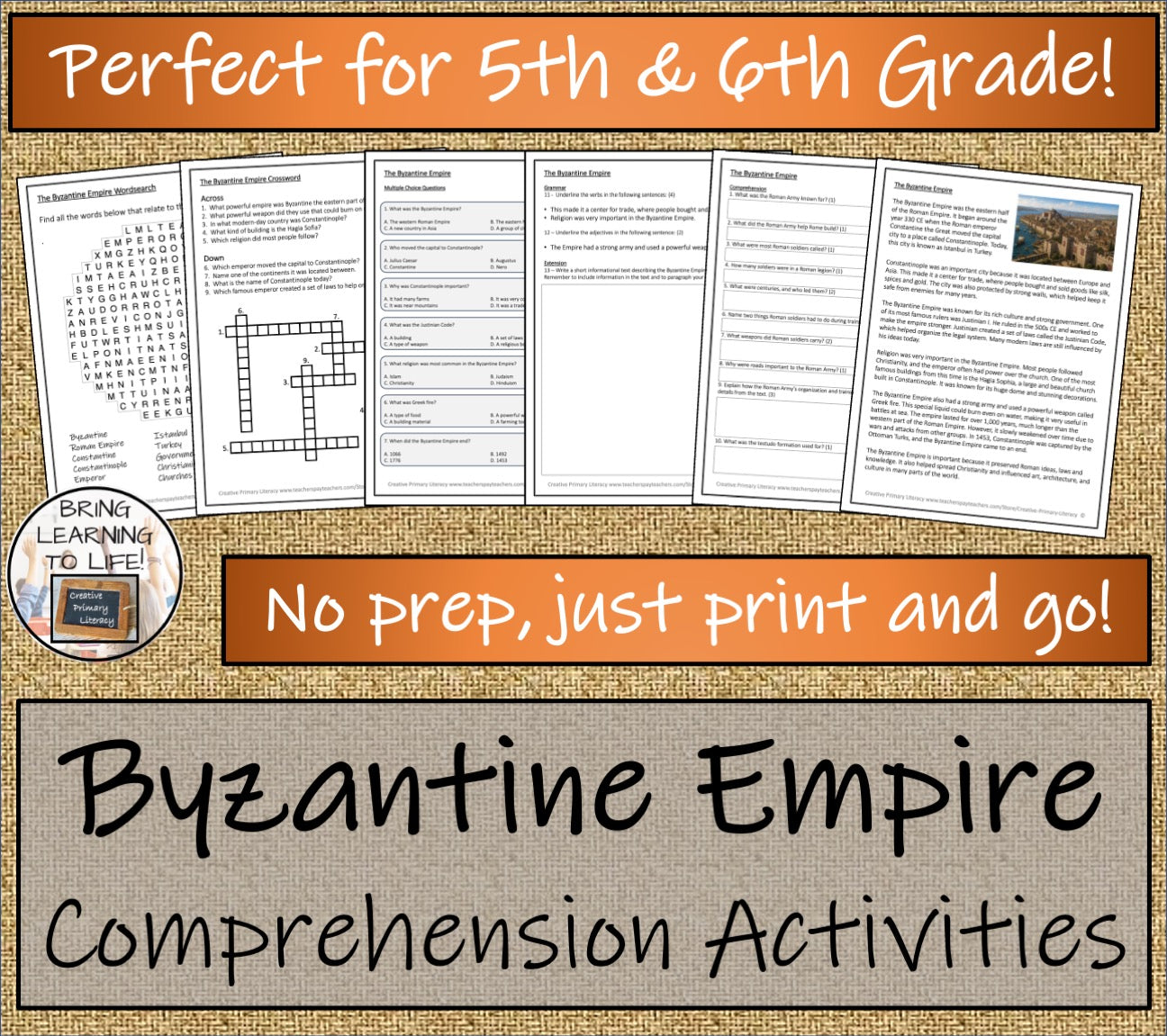 Byzantine Empire Close Reading Passage & Comprehension Activities | 5th–6th Grade