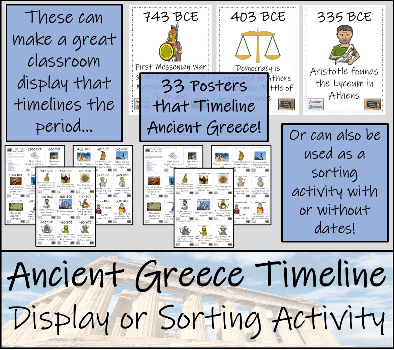 Ancient Greece Timeline Display and Sorting Activity