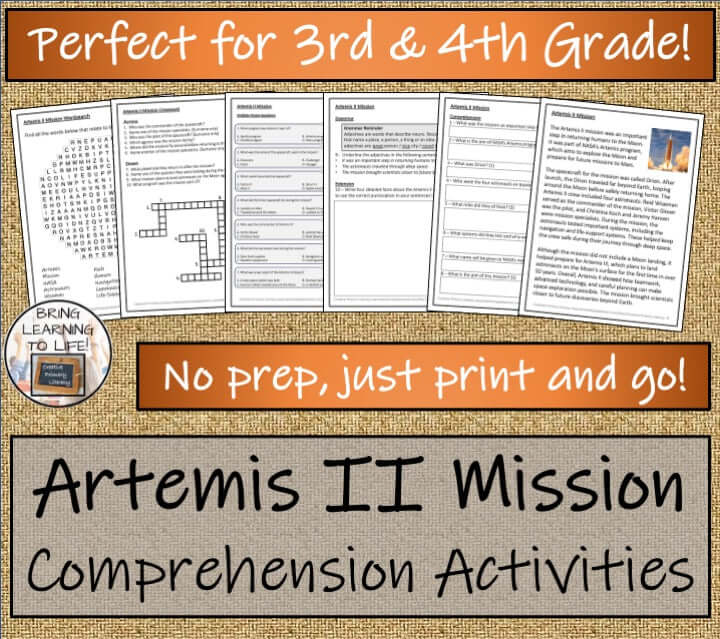 Artemis II Mission Close Reading & Comprehension Activities | 3rd–4th Grade, perfect for engaging upper elementary students.