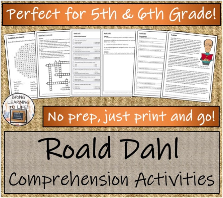 Roald Dahl Close Reading & Biography Bundle | 5th Grade & 6th Grade