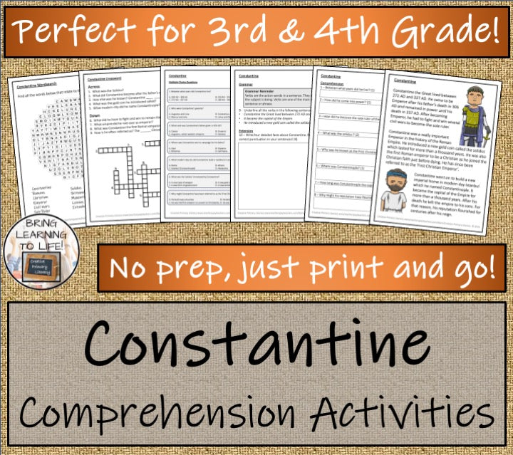 Constantine Close Reading Comprehension Activities | 3rd Grade & 4th Grade