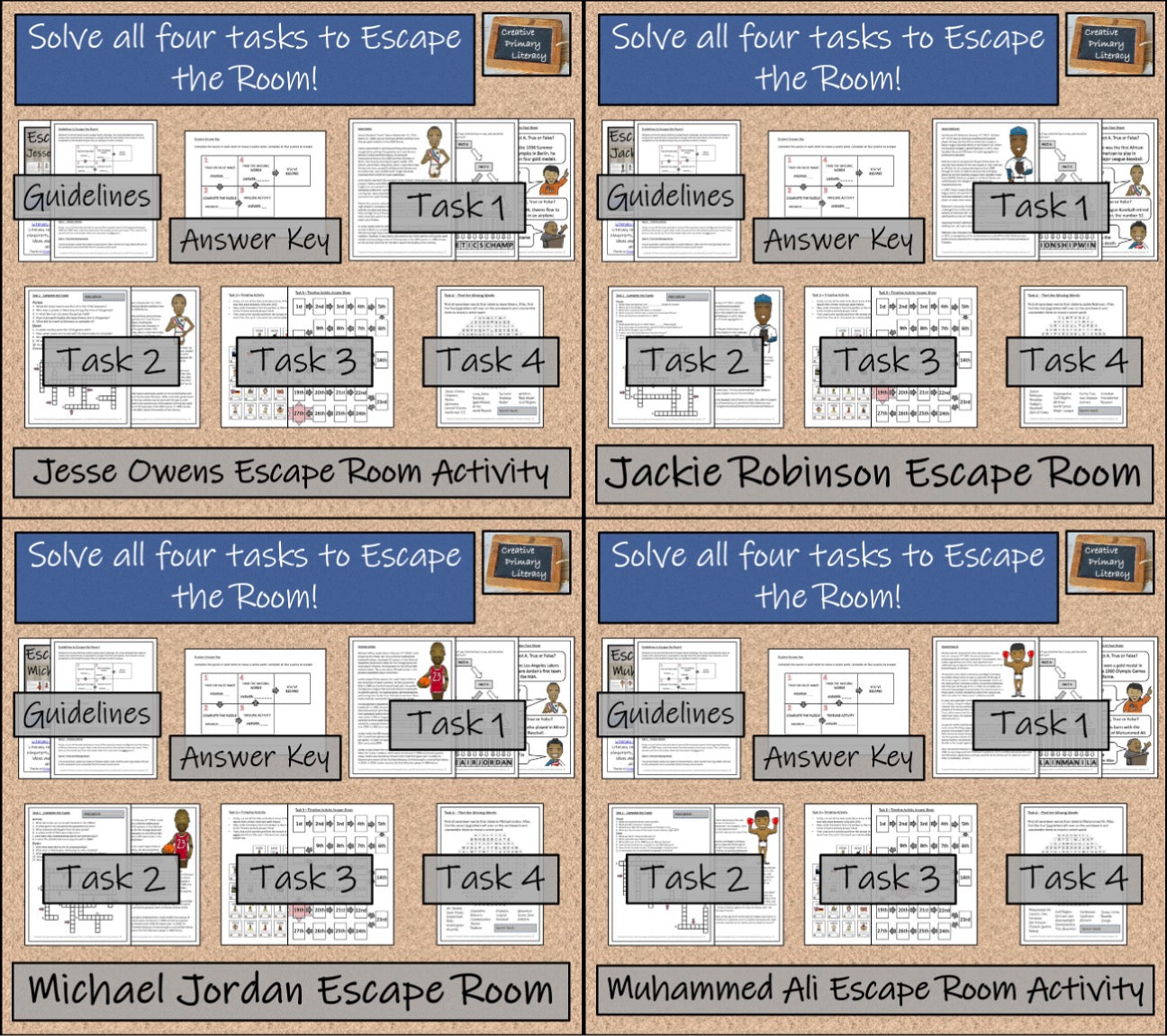 Sport Stars Volume 1 Escape Room Activity Bundle | 5th Grade & 6th Grade