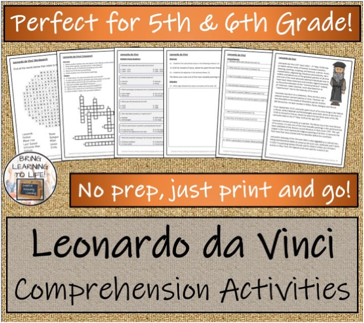 Leonardo da Vinci Close Reading & Biography Bundle | 5th Grade & 6th Grade