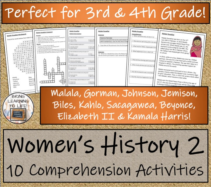 Womens History Volume 2 Close Reading Comprehension Bundle | 3rd & 4th Grade