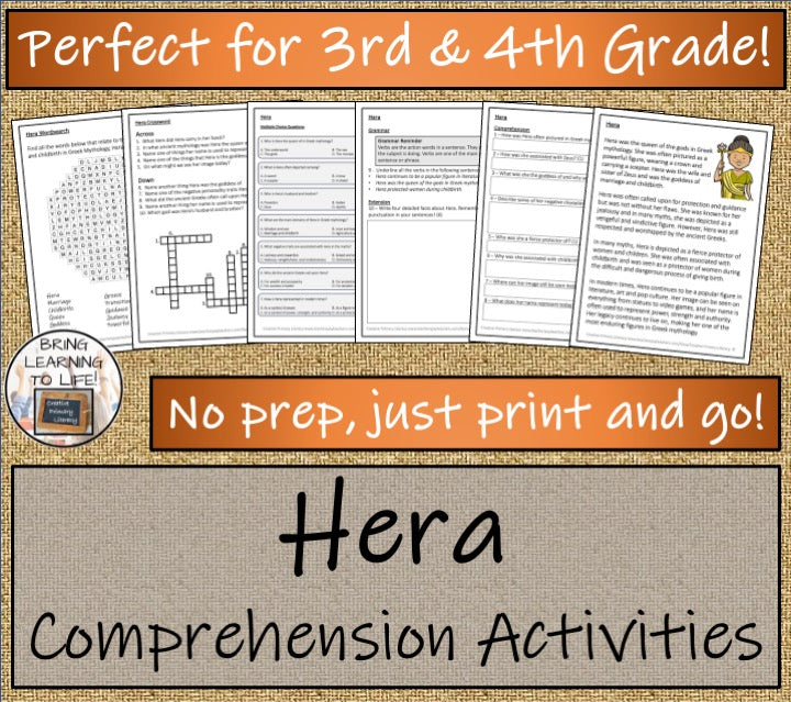 Hera Close Reading Comprehension Activities | 3rd Grade & 4th Grade