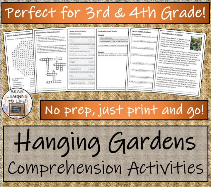 Hanging Gardens of Babylon Close Reading Activities | 3rd & 4th Grade