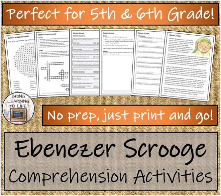 Ebenezer Scrooge Close Reading & Biography Bundle | 5th Grade & 6th Grade