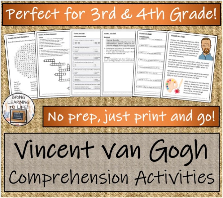 Vincent van Gogh Close Reading & Biography Bundle | 3rd Grade & 4th Grade