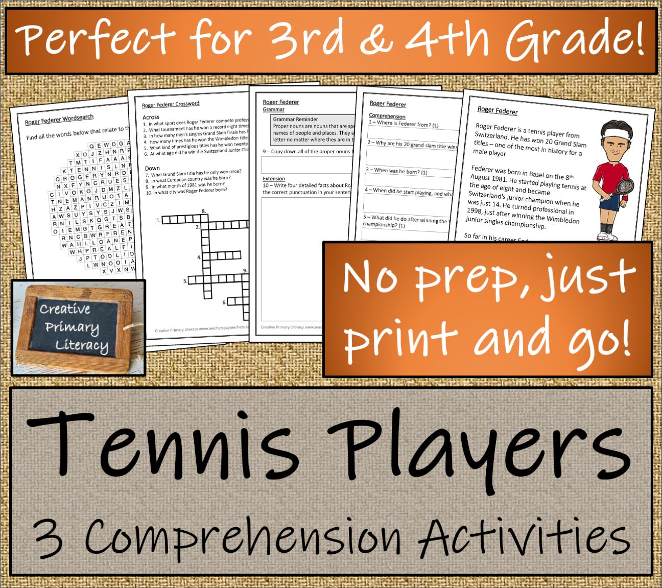 Greatest Tennis Players Close Reading Comprehension Bundle | 3rd Grade & 4th Grade