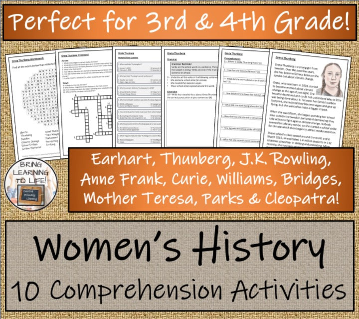 Womens History Month Close Reading Comprehension Bundle | 3rd Grade & 4th Grade