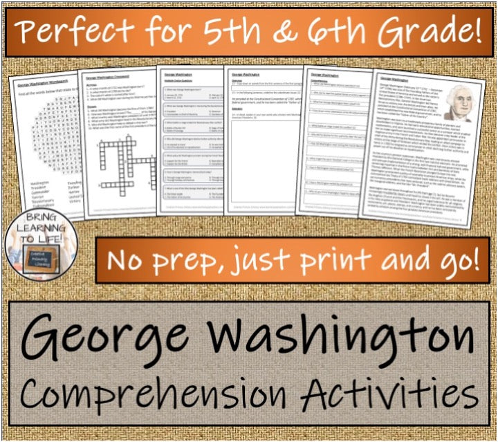 George Washington Close Reading & Biography Bundle | 5th Grade & 6th Grade