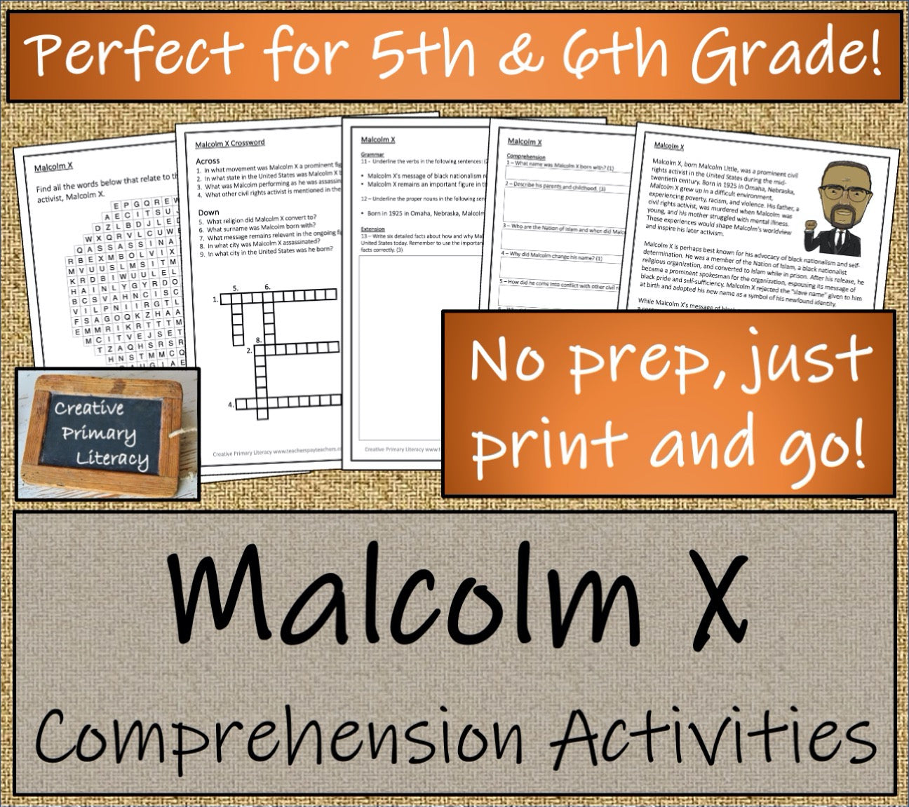 Malcolm X Close Reading & Biography Writing Bundle | 5th Grade & 6th Grade