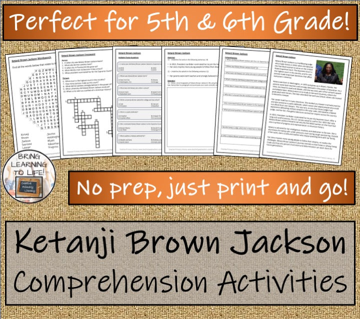 Ketanji Brown Jackson Close Reading Comprehension Activities | 5th & 6th Grade