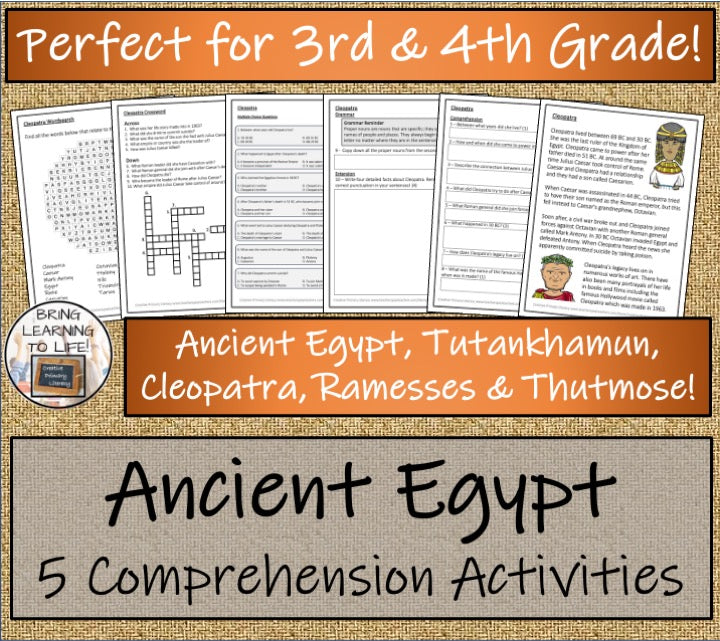 Ancient Egypt Close Reading Comprehension Activity Bundle | 3rd & 4th Grade