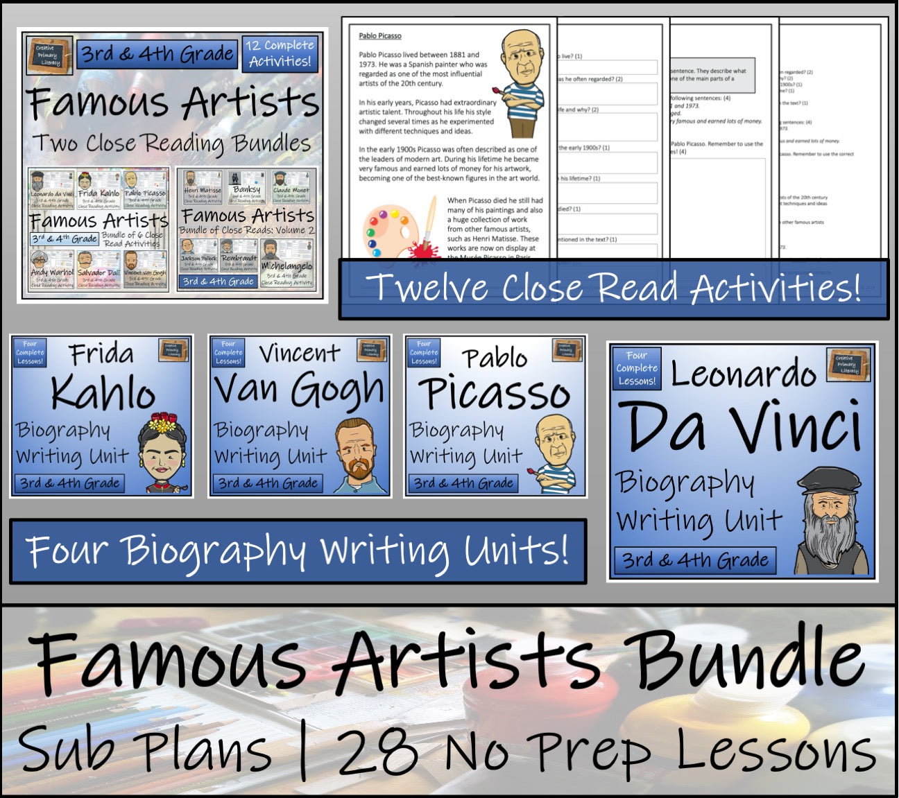 Emergency Sub Plans | Famous Artists Bundle | 3rd Grade & 4th Grade