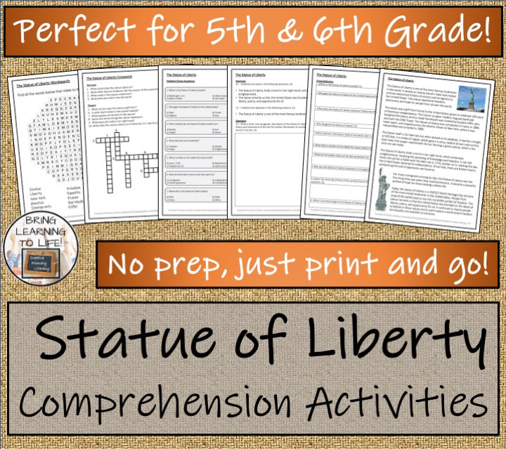 Statue of Liberty Close Reading Comprehension Activities | 5th Grade & 6th Grade